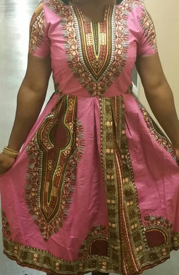 Light Pink Dashiki Dress by HouseofMummyDD on Etsy