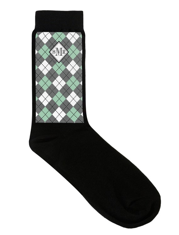 Personalized Men's Socks Sage Green by LillianRoseHandCraft