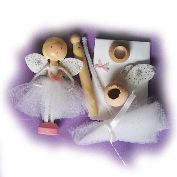 Childrens Fairy Clothespin Doll Kit Embroidery Thread not