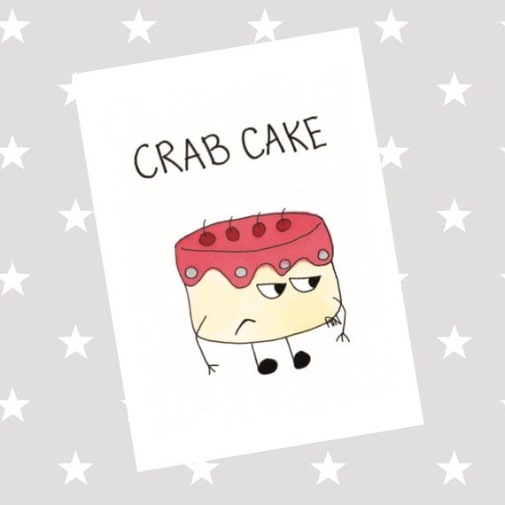 Crab Cake CARD card pun funny cute cartoon cake crab