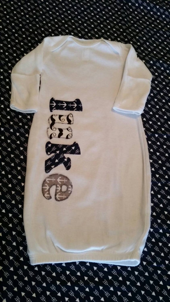 Baby Boy Newborn Gown with Name Coming by ABEEcustomlittleTEES