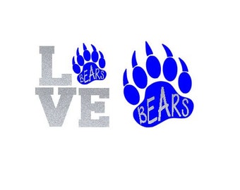 Bear Paw with Lettering "Bears" Team SVG, Studio 3, DXF, EPS, Ps, Ai and Pdf Cutting Files for Electronic Cutting Machines