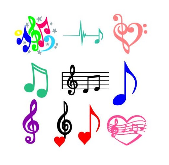 Download Music Notes Set SVG Studio 3 DXF EPS and pdf Cutting Files