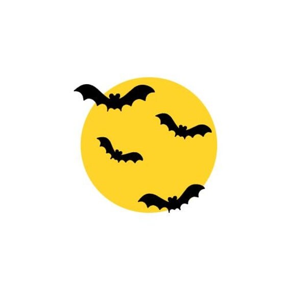 Halloween Moon and Bats SVG Studio 3 DXF EPS and pdf