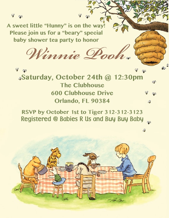 Winnie The Pooh Baby Shower Invitations 100 by DylansPartyDesigns