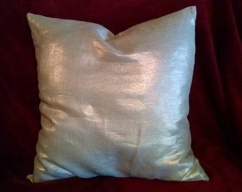 Metallic Gold Linen Pillow Cover with Optional Polyester or Feather Insert