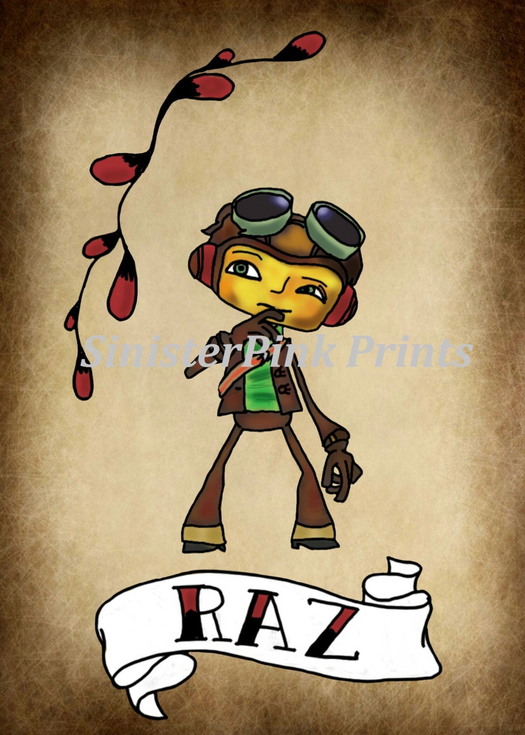 Psychonauts Raz Tattoo Flash Print