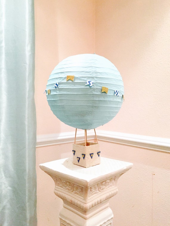 Hot Air Balloon Decoration // Up Up and Away // Aqua Blue and Gold