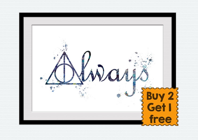 Always Harry Potter poster Harry Potter watercolor print