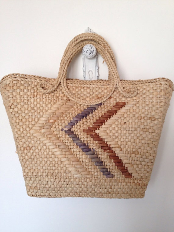 1970s Wicker Shopper/ Tote/ Basket Bag