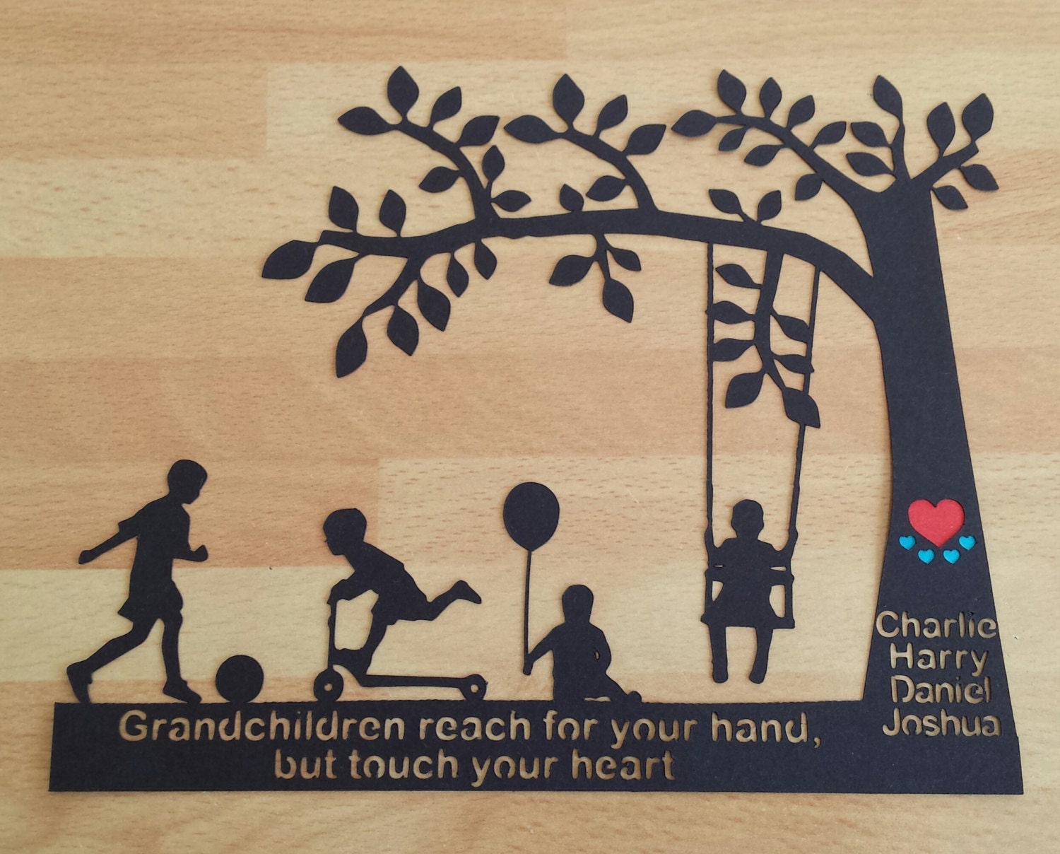 Personalised Grandchildren Family Tree Paper Cut UNFRAMED