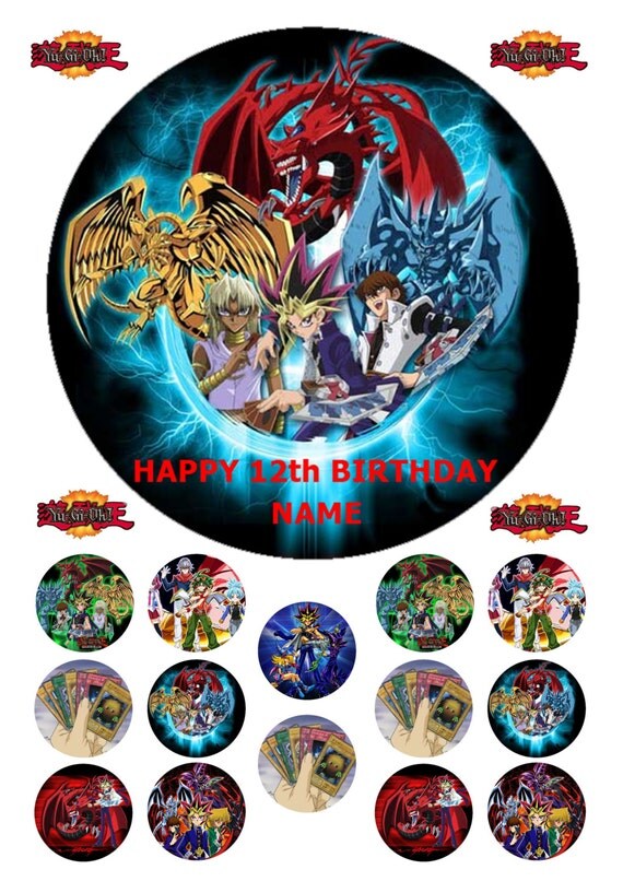 YUGIOH YU GI oh 7.5 round edible personalised birthday