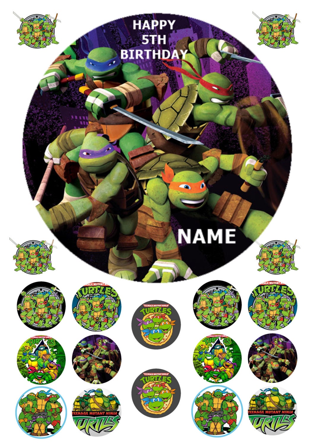 TEENAGE MUTANT ninja TURTLES 7.5 round edible