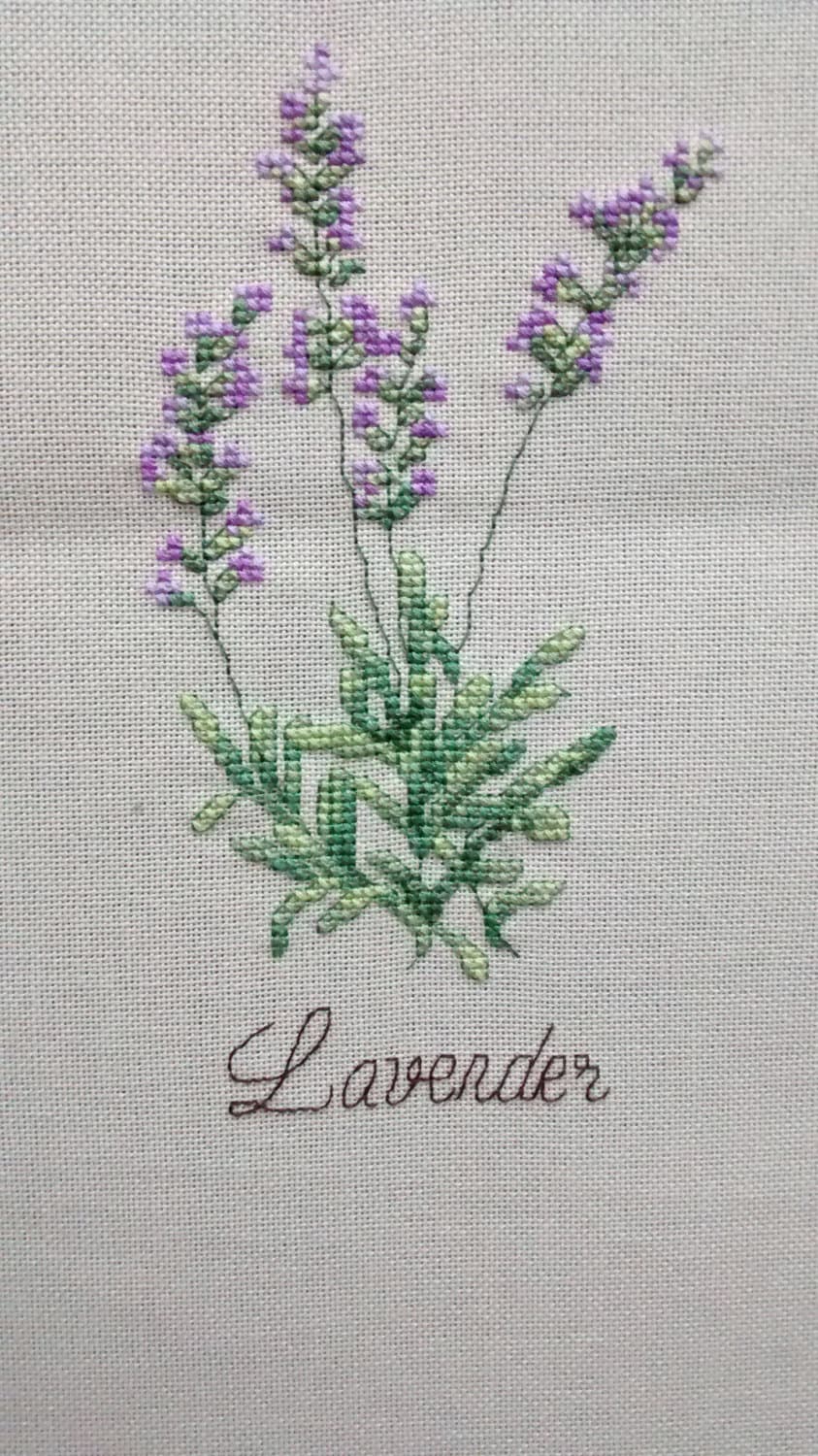 Lavender Cross Stitch/Herb cross stitch by CeeCeesCraftCreation