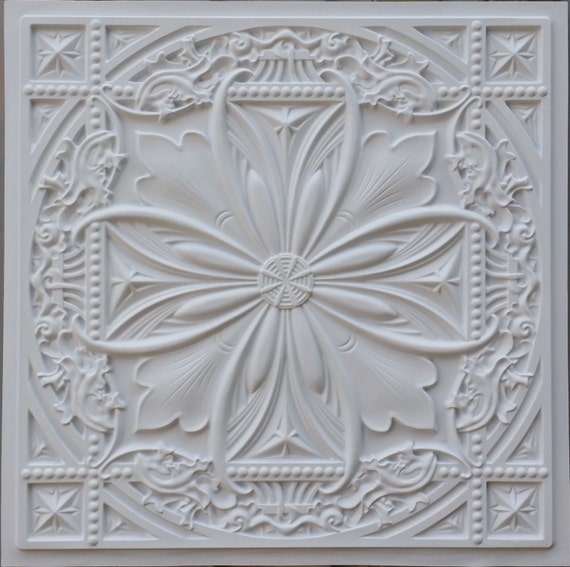 PL10 faux painting ceiling tiles white matt 3D embossed