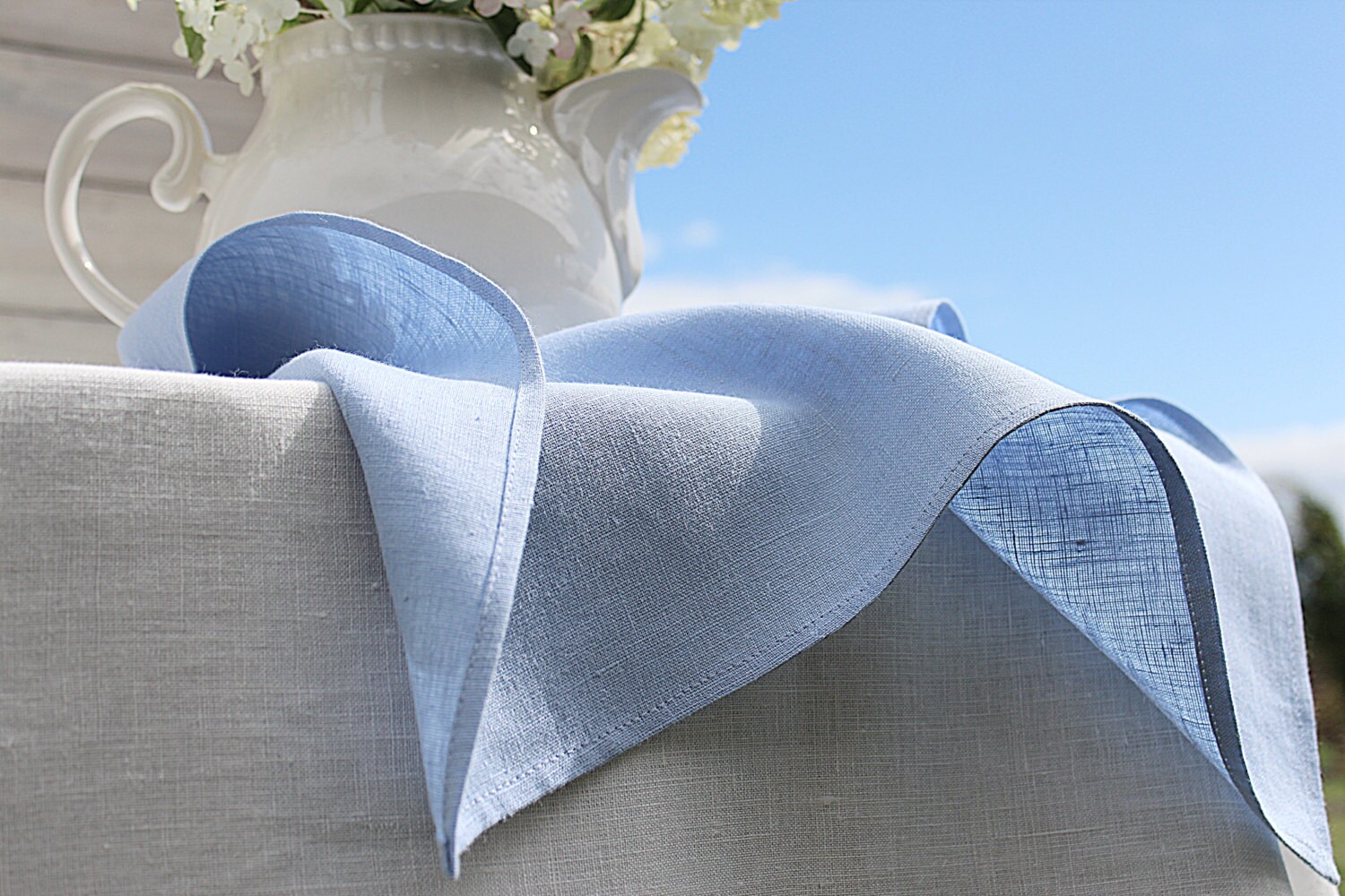 Ice blue linen napkins / Set of 12 / Softened washed linen
