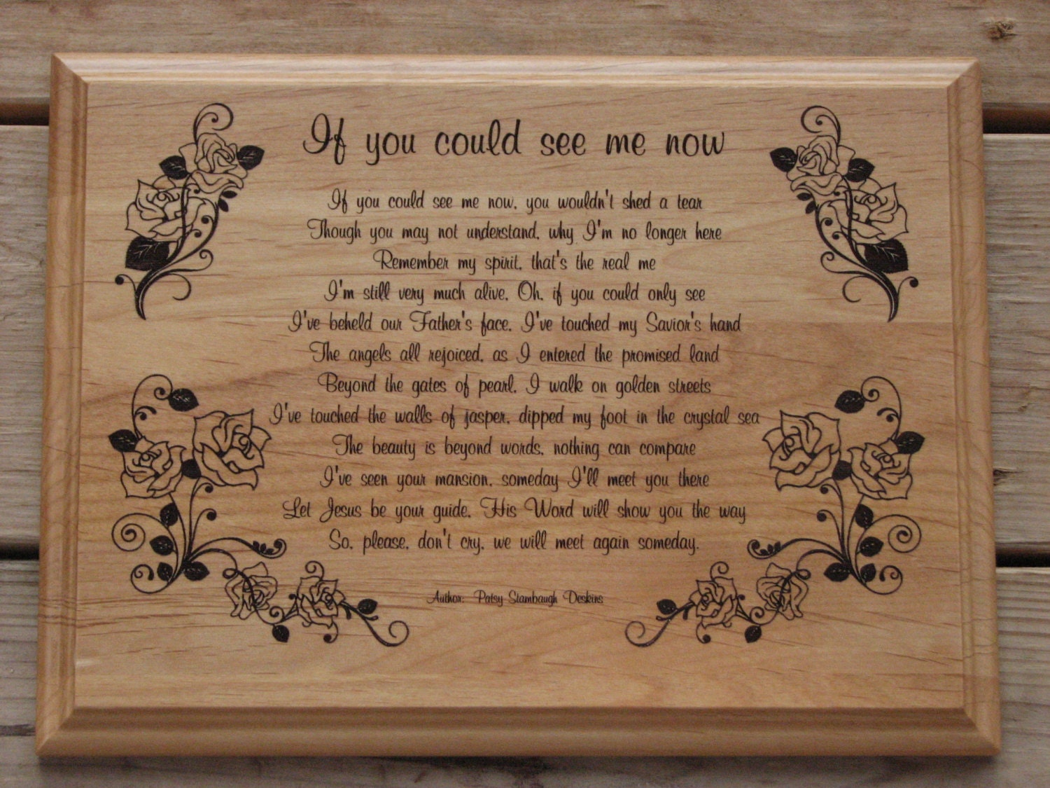 Laser Engraved Wood Plaque Sympathy Condolence gift