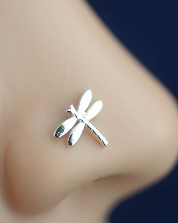 cute nose ring nose stud L post dragonfly tiny mini by CCJJMM