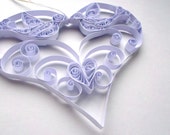 Quilled White wedding decor, Â«Love birdsÂ»,  Wedding decoration, Bridal dÃ©cor,  3d heart,  quilling