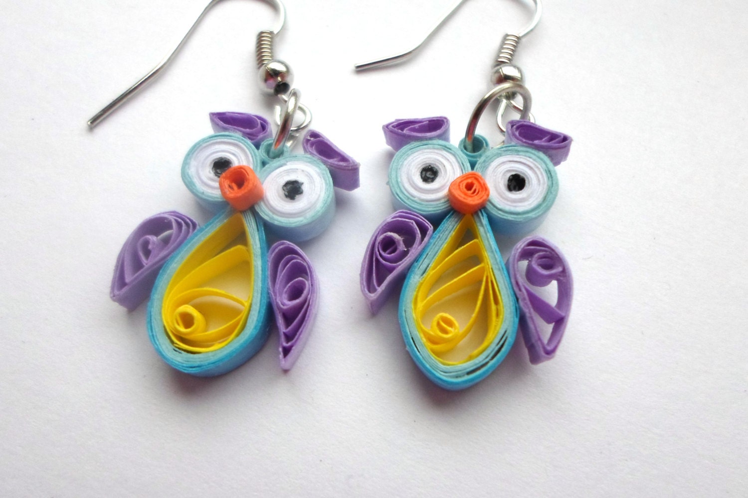 Quilled Earrings Owls funny quilling jewelry by PaperDreamland