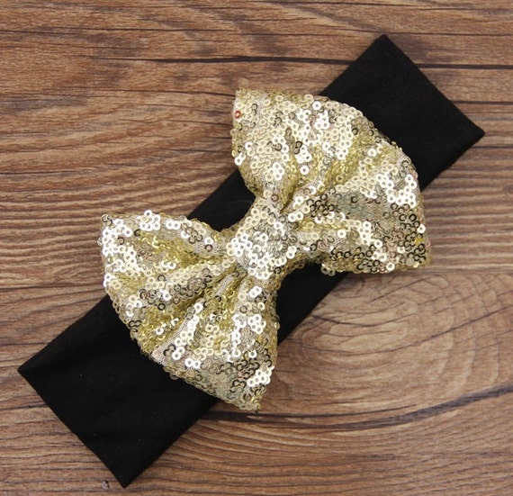 jersey sequin baby headband gold from black and gold bow headband sequin bow by trendytribe on etsy jersey sequin baby headband gold from black and gold bow headband sequin bow by trendytribe on etsy