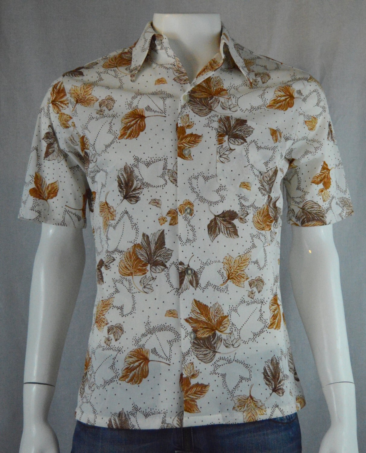 RARE 1970s Vintage Joel Polyester Disco Club Short Sleeve Shirt ...