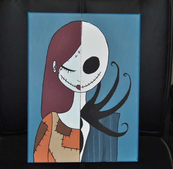 Items similar to Nightmare Before Christmas Jack Sally Painting 12