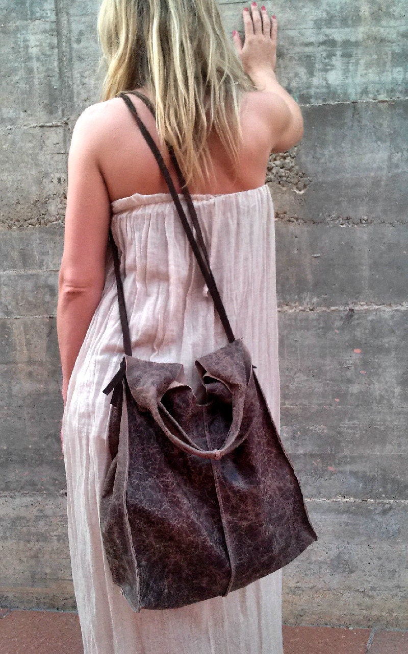 RUSTIC LEATHER BAG-Boho style-Distressed leather bag-Messenger