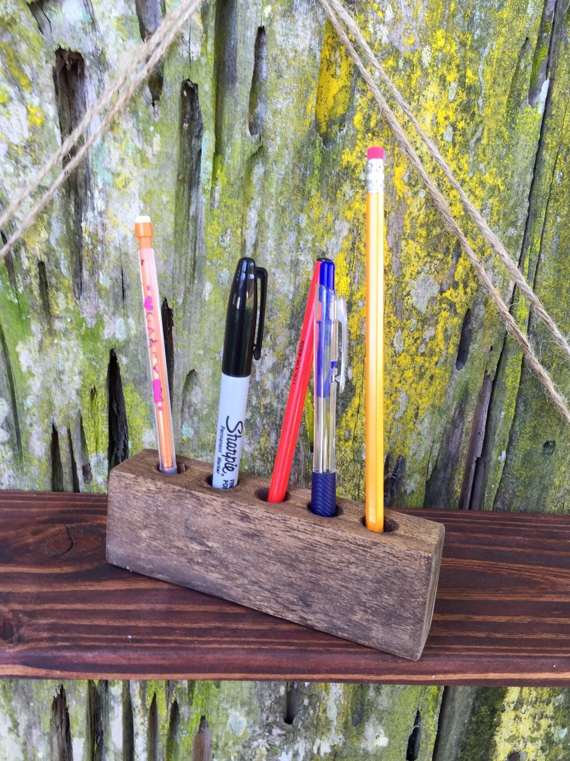Rustic Pencil Pen Office Supply Holder. Desk by BraswellDesigns