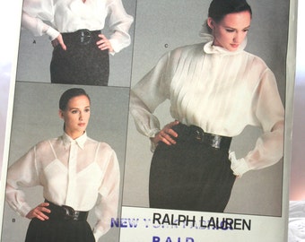 Vintage Vogue Sewing Pattern 2001, American Designer by Ralph Lauren, Size 14, Uncut, Plus size Ralph Lauren, 1980s Misses' Blouse Camisole