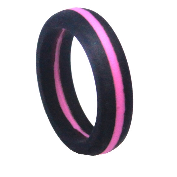 Women39;s Silicone Wedding Ring White with Hot Pink Stripe Women39;s Silicone Wedding Ring White with Hot Pink Stripe