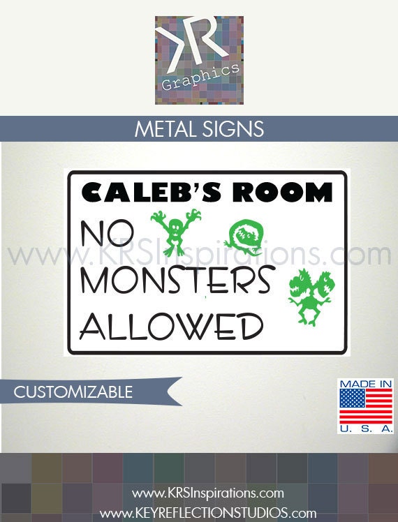 No Monster's Allowed Metal Hanging Sign