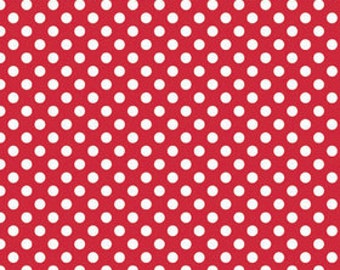 White on Red Small Dot by Riley Blake Designs - polka dots - Quilting Cotton Fabric - by the yard fat quarter half