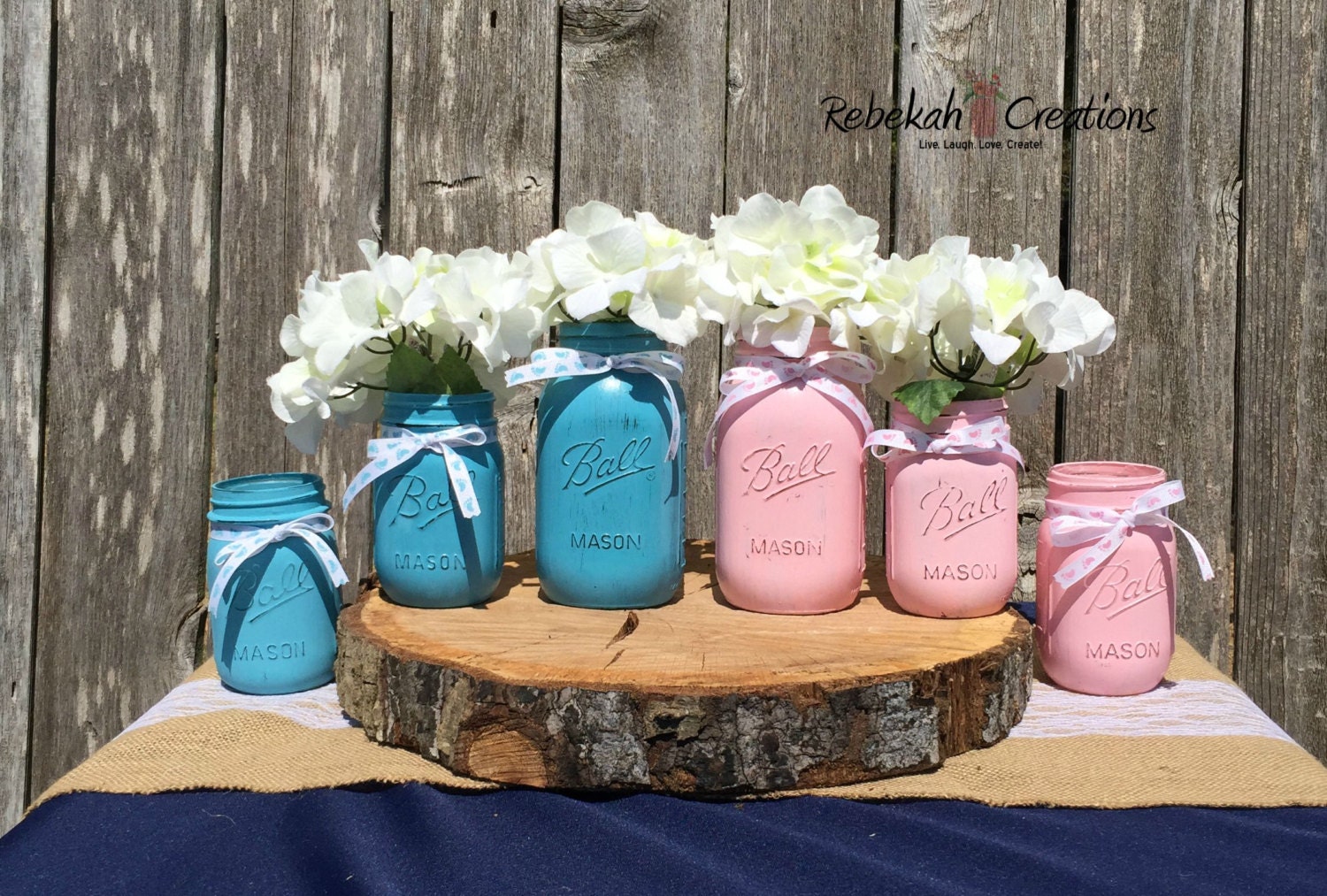Gender Reveal Mason Jars Gender Reveal Decor by RebekahCreations