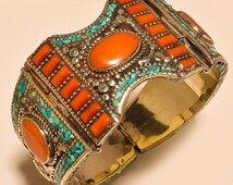 Coral Turquoise Beetle Cuff main image 1