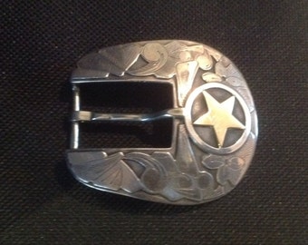 Sterling Silver and 14K Yellow Gold Edward Baird "The Cowboy" Belt Buckle made for Rewards