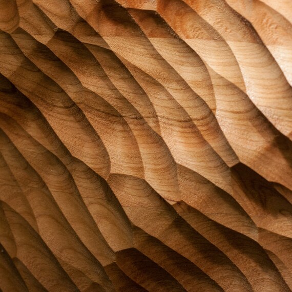 Items similar to Rough Seas - American Cherry carved wood wall art - 3D