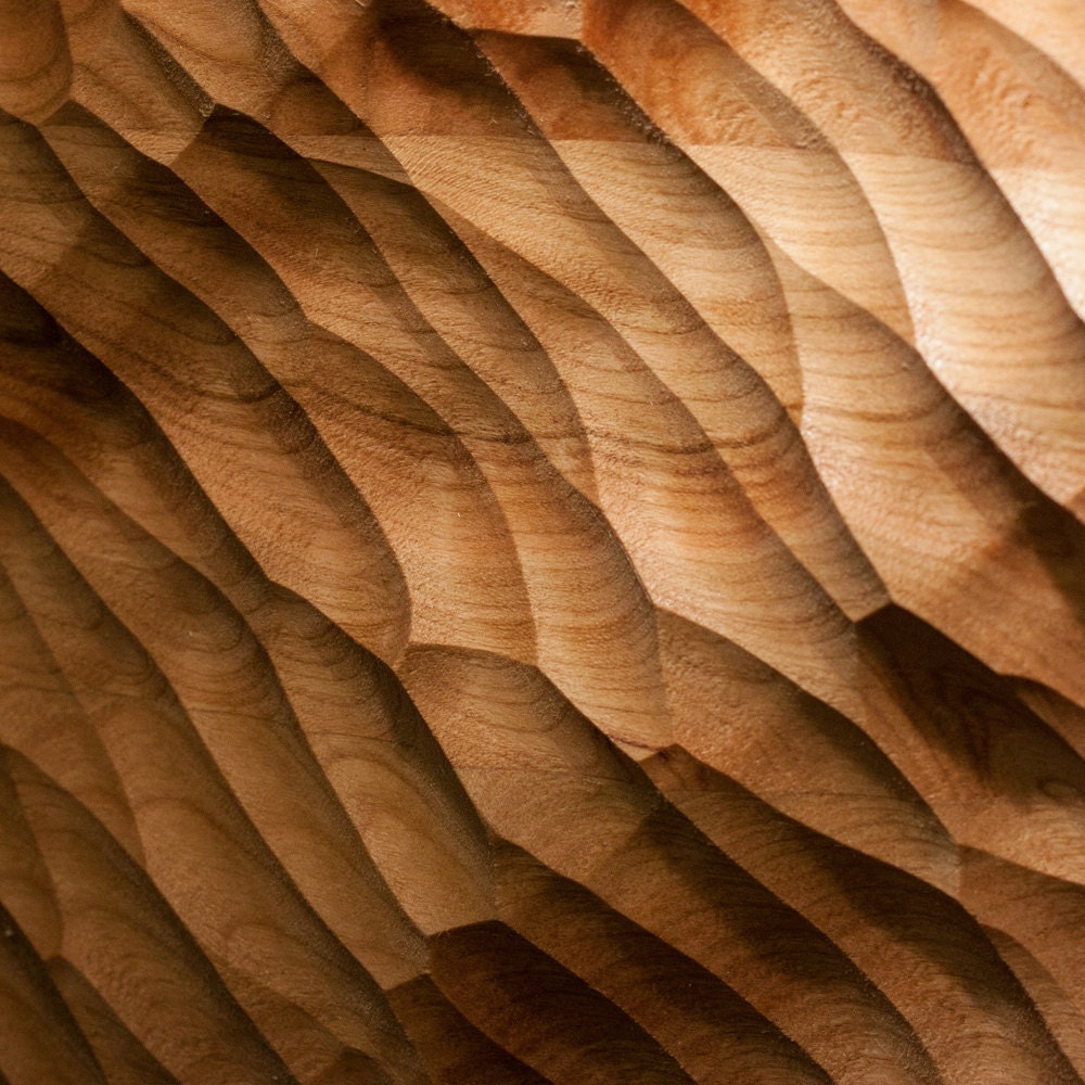 Rough Seas American Cherry carved wood wall art by bshortdesigns