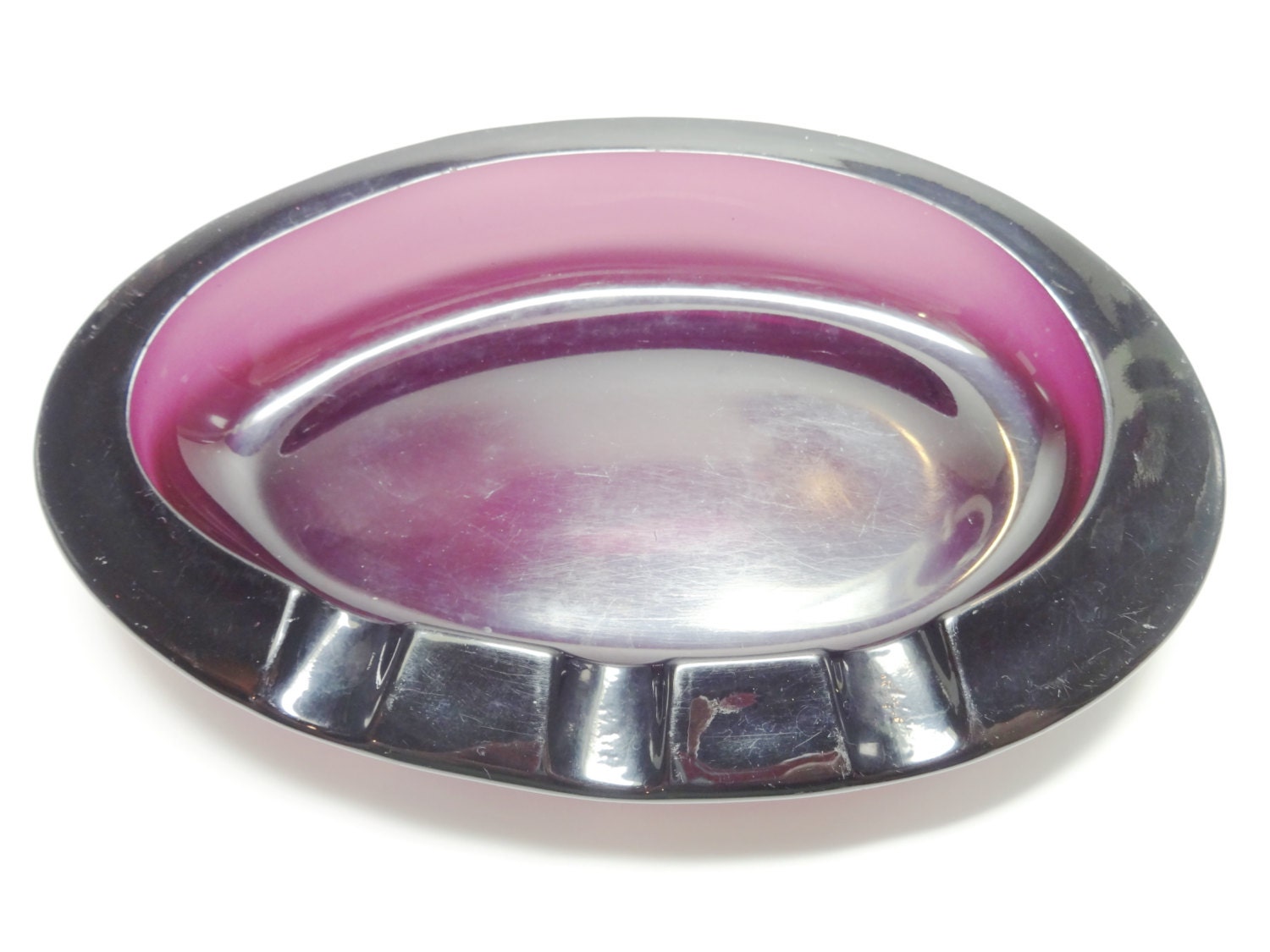 Vintage Ashtray Glass Ashtray Purple Ashtray by SilverHorseVintage