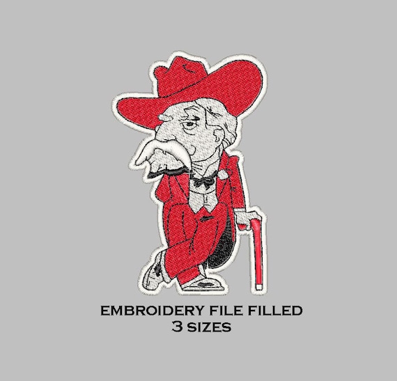 Embroidery Design File filled rebel colonel 3 sizes by 5ndown