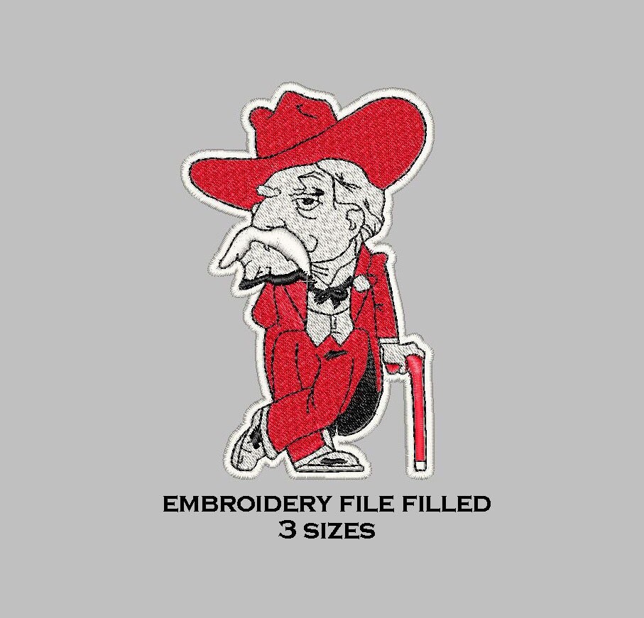Embroidery Design File filled rebel colonel 3 sizes by 5ndown