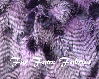 Multi Purple Fancy Feather Ostrich Bird Paradise Animal Prints By the Yard Remnants Faux Fur Fabrics Exotic Shag Mongolian 60" Width