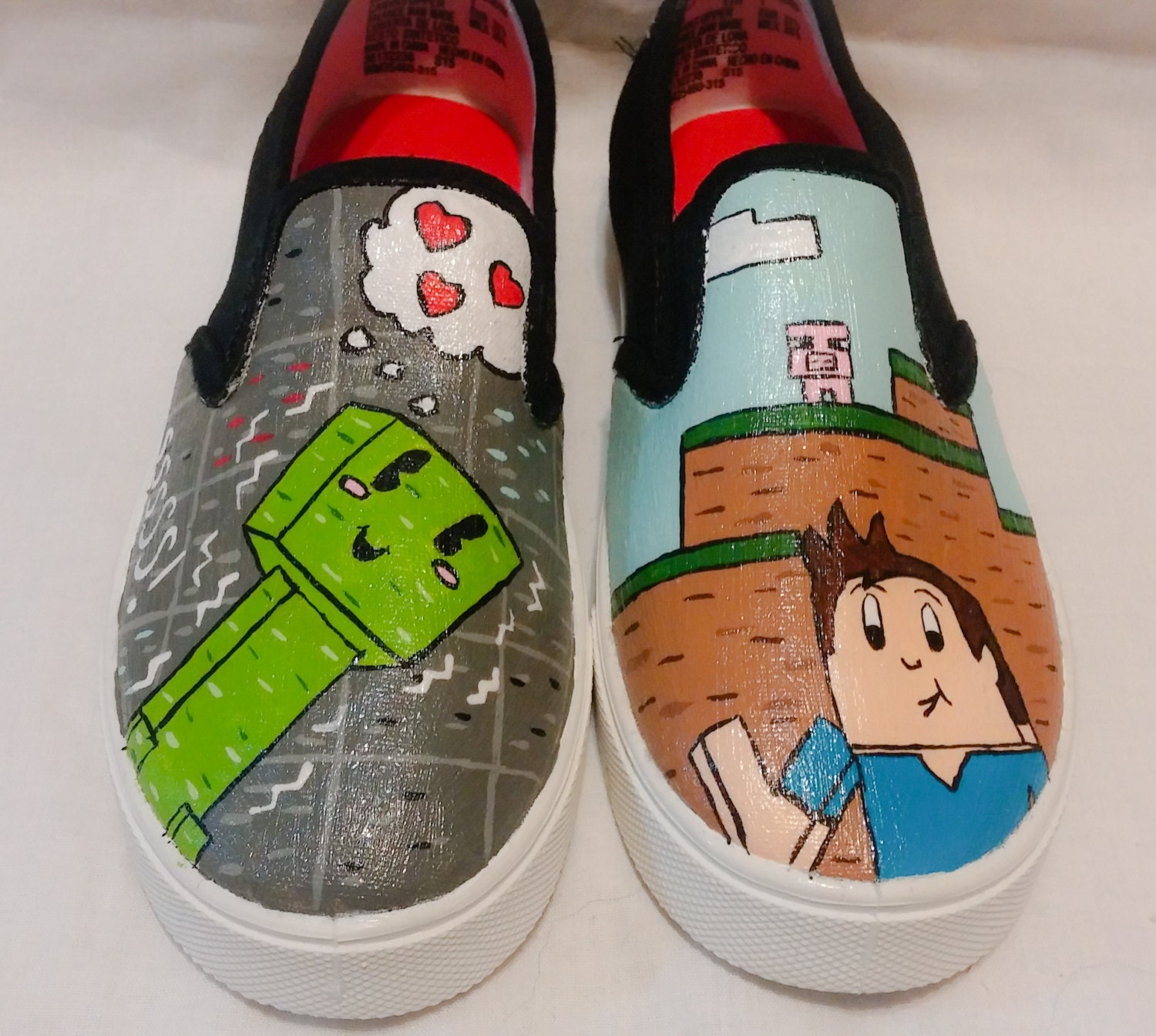 Hand Painted Minecraft Shoes Children's by TheLocalGeekery on Etsy