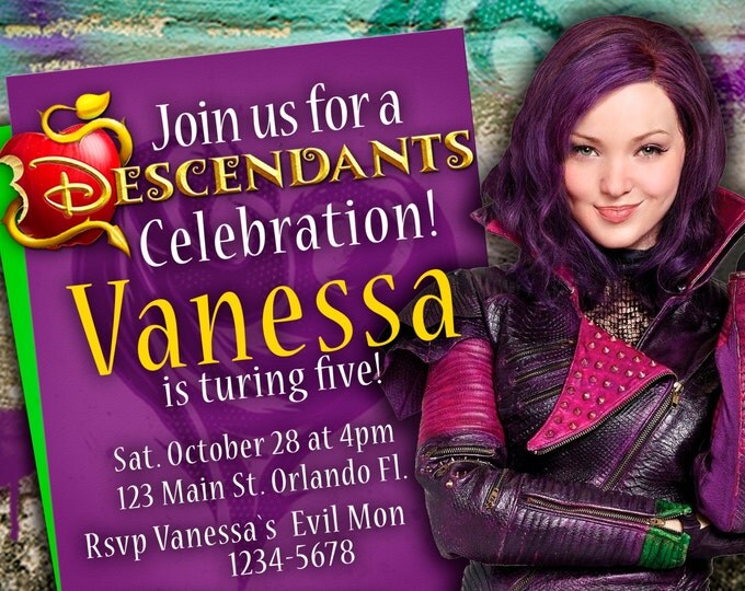 Birthday Invitation Disney Descendants - MAL - We deliver your order in record time!, less than 4 hour! Best Value