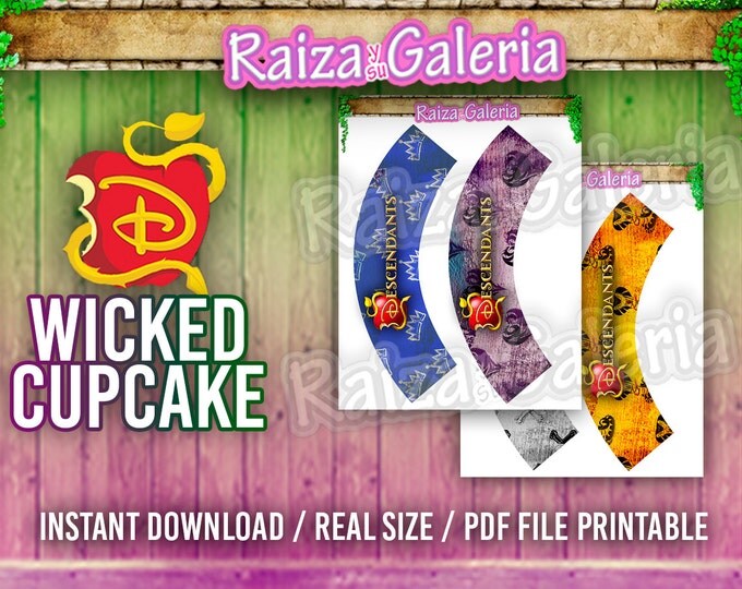 Disney Descendants Awesome Cupcake Toppers and Wrappers, Descendants Birthday Party Supplies, Cupcake, Cupcake Toppers, Descendants Party