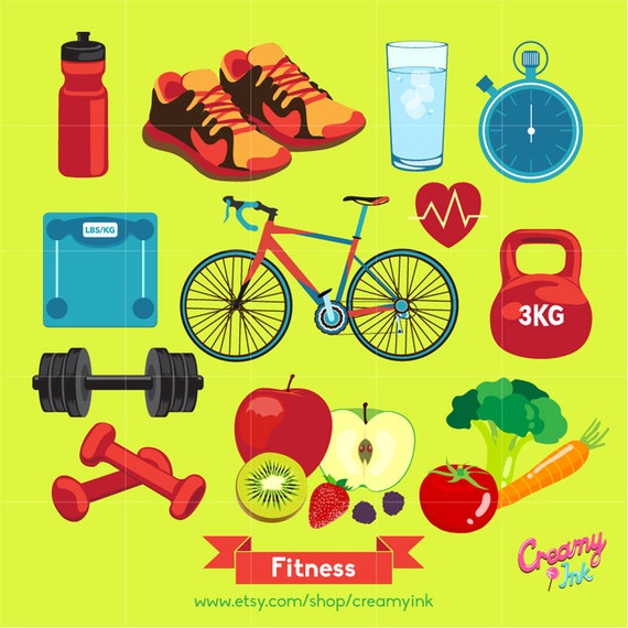 Healthy Lifestyle Digital Vector Clip art / Fitness Health