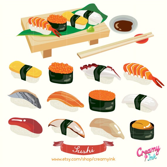 Clip Art Sushi Clip Art japanese sushi digital vector clip art japan food by creamyink clipart design illustration seafood