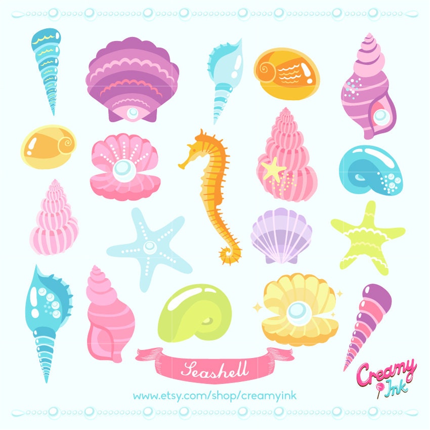 Seashell Digital Vector Clip art / Seashore Clipart Design