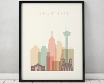 San Antonio print, Poster, Wall art, San Antonio Texas skyline, City poster, Typography art, Home Decor, Digital Print, ArtPrintsVicky.