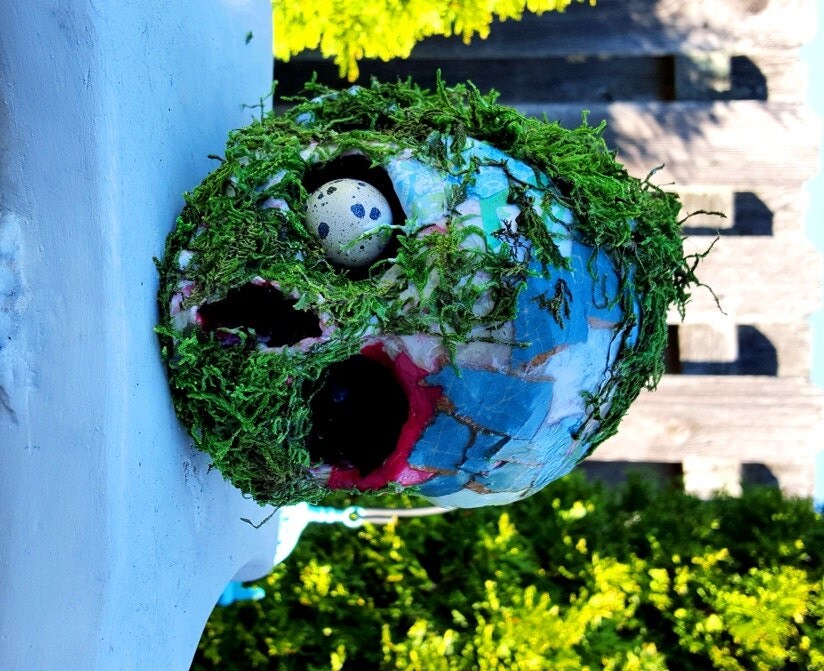 Mosaic Skull with Moss Growing on it